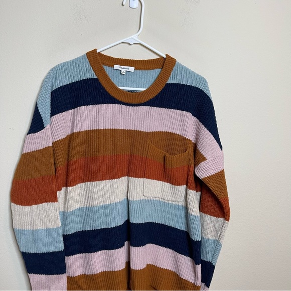 Madewell Thompson Pocket Pullover In Rainbow Stripe - Picture 4 of 13